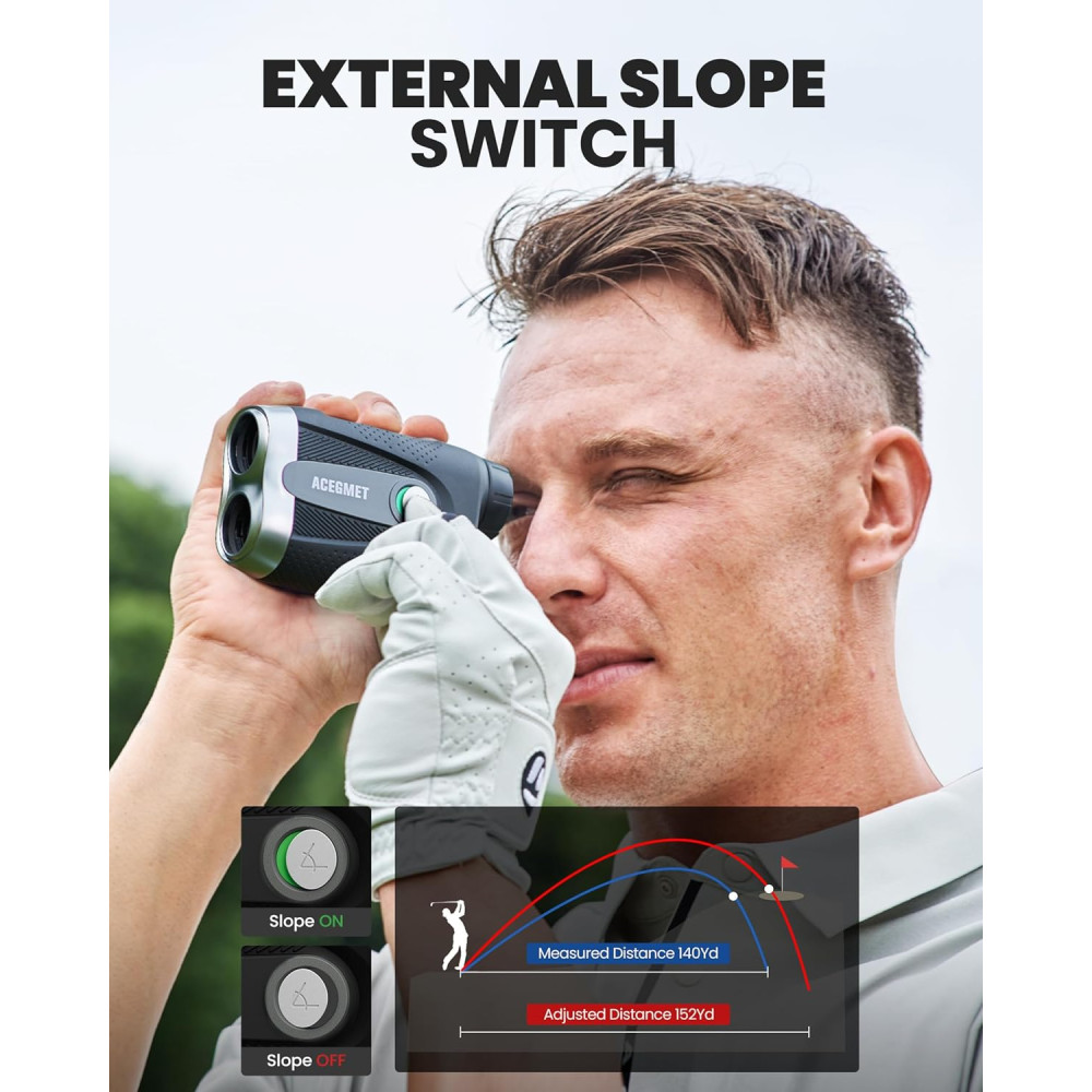 ACEGMET PF2C Golf Rangefinder with Slope, Vibration & ±1yd Accuracy