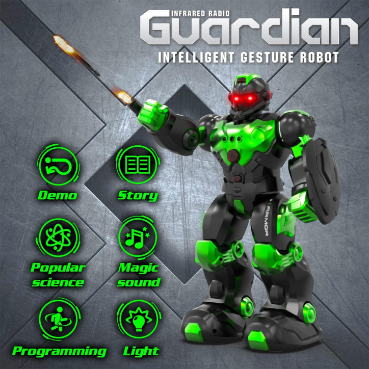 STEMTRON Robot Toy: Programmable, Gesture Control, Singing & Dancing Fun! (Green)