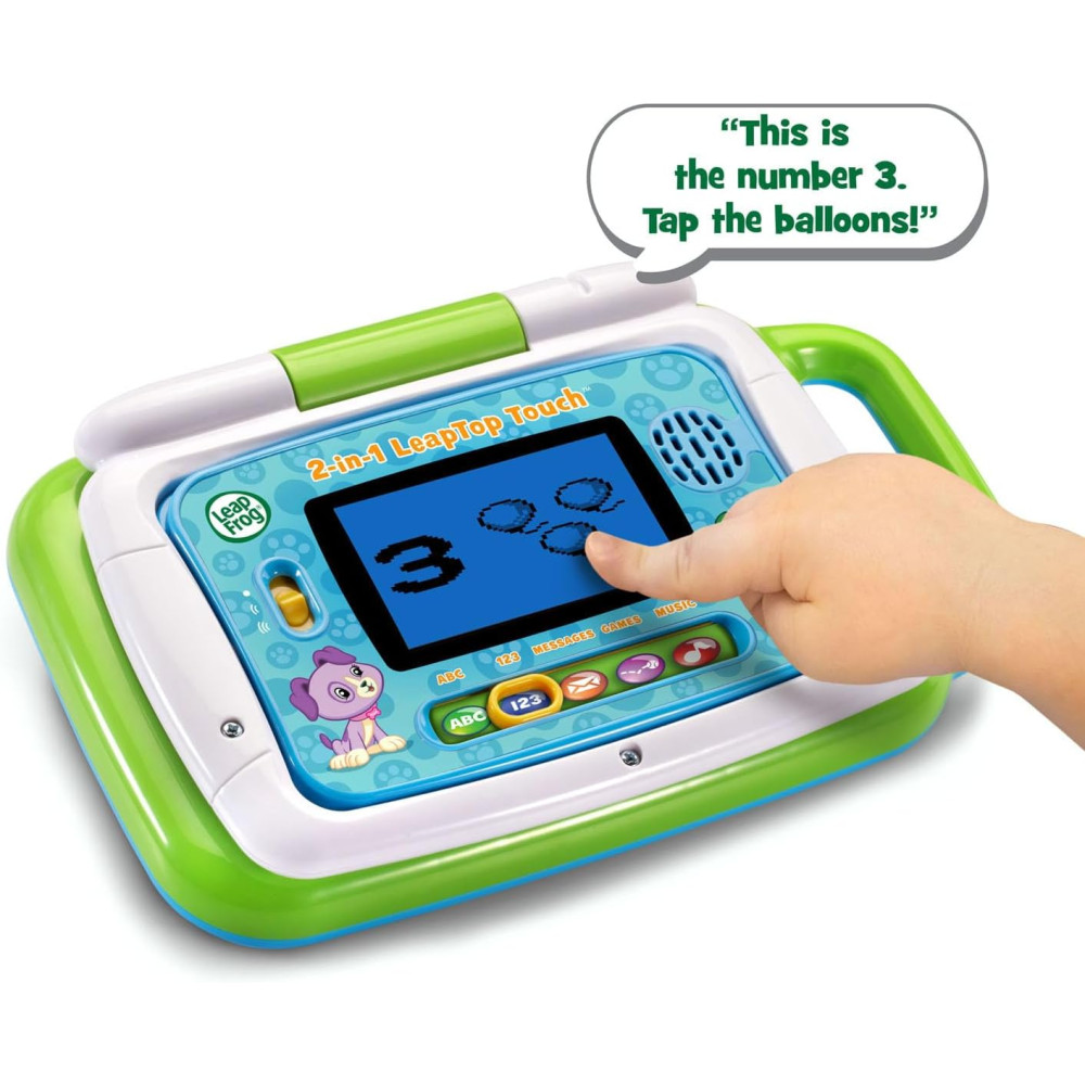 LeapFrog 2-in-1 LeapTop Touch Green – Interactive Learning Laptop