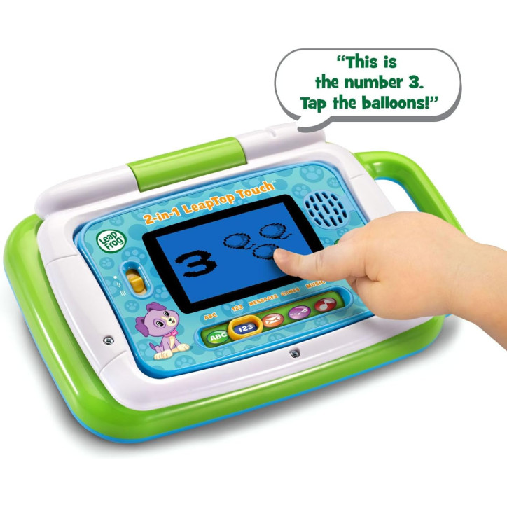 LeapFrog 2-in-1 Touch & Learn Laptop: Green Kids Educational Toy for Early Learning Fun!