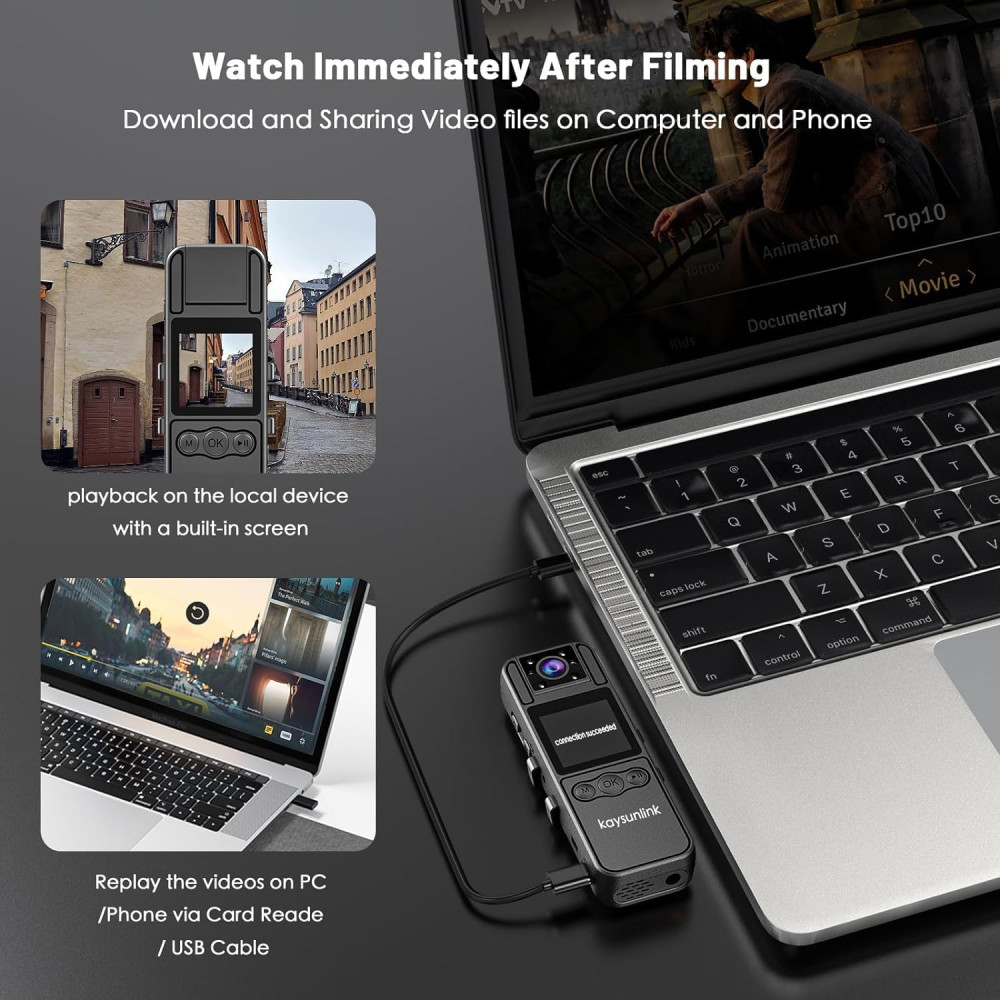 Caméra Corps 1080P FHD Portable 128GB avec Audio Vidéo