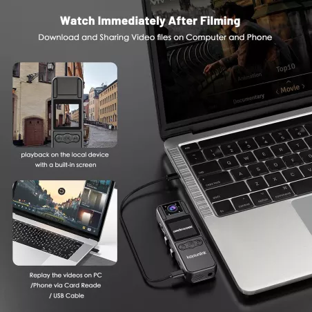 Caméra Corps 1080P FHD Portable 128GB avec Audio Vidéo
