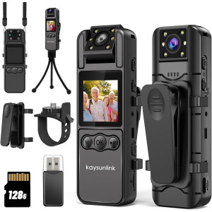 1080P FHD Mini Body Camera with Audio, 128GB Wearable Camcorder