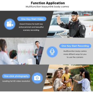 Caméra Corps 1080P FHD Portable 128GB avec Audio Vidéo