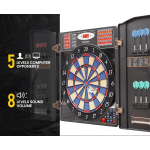 WIN.MAX Electronic Dart Board Cabinet Set – LED Soft Tip Dartboard for Adults