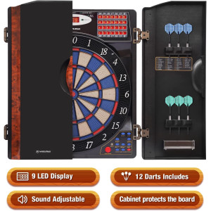 WIN.MAX Electronic Dart Board Cabinet Set – LED Soft Tip Dartboard for Adults