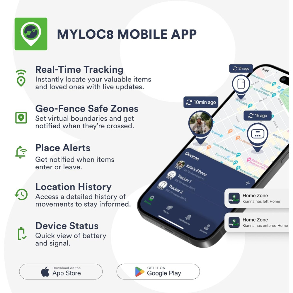 Myloc8 GPS Tracker – Universal 4G LTE Real-Time Vehicle & Kids Locator