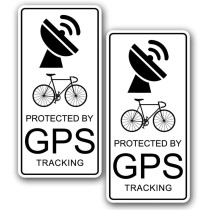 2x Bicycle GPS Tracking Warning Stickers - Bike Theft Decals for Top Tube