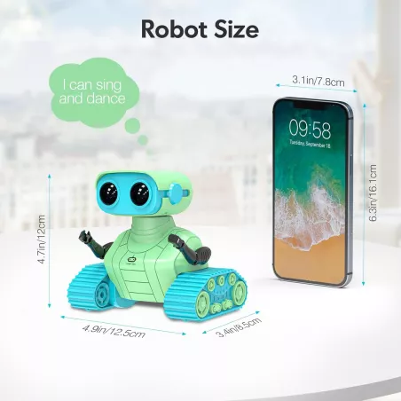 Robot Jouet Rechargeable ALLCELE RC avec Musique & LED