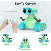 ALLCELE Rechargeable RC Robot Toys for Kids with Music & LED Eyes