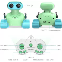 Robot Jouet Rechargeable ALLCELE RC avec Musique & LED