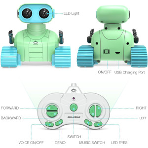 ALLCELE Rechargeable RC Robot Toys for Kids with Music & LED Eyes