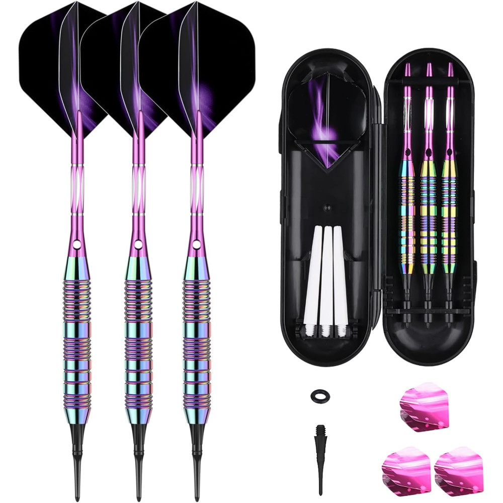 Colorful Soft Tip Darts Set - 18g & 21g with Flights & O-Rings