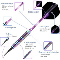 Colorful Soft Tip Darts Set - 18g & 21g with Flights & O-Rings