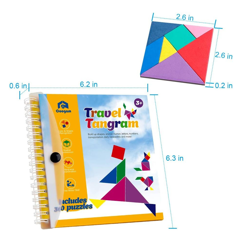 Coogam Travel Tangram Puzzle - Magnetic STEM Brain Teaser Game Gift