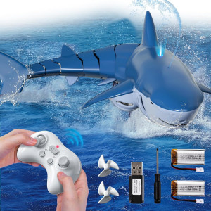 Remote Control Shark Toy for Kids 6-9 | 1:18 RC Shark Boat with Light & Spray
