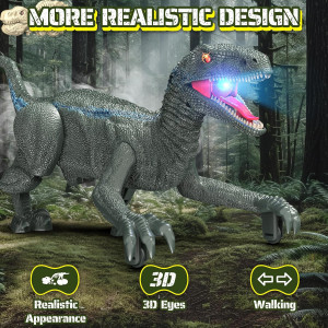 Dinosaure Télécommandé Réaliste Enfants 3-5 Ans, Rechargeable