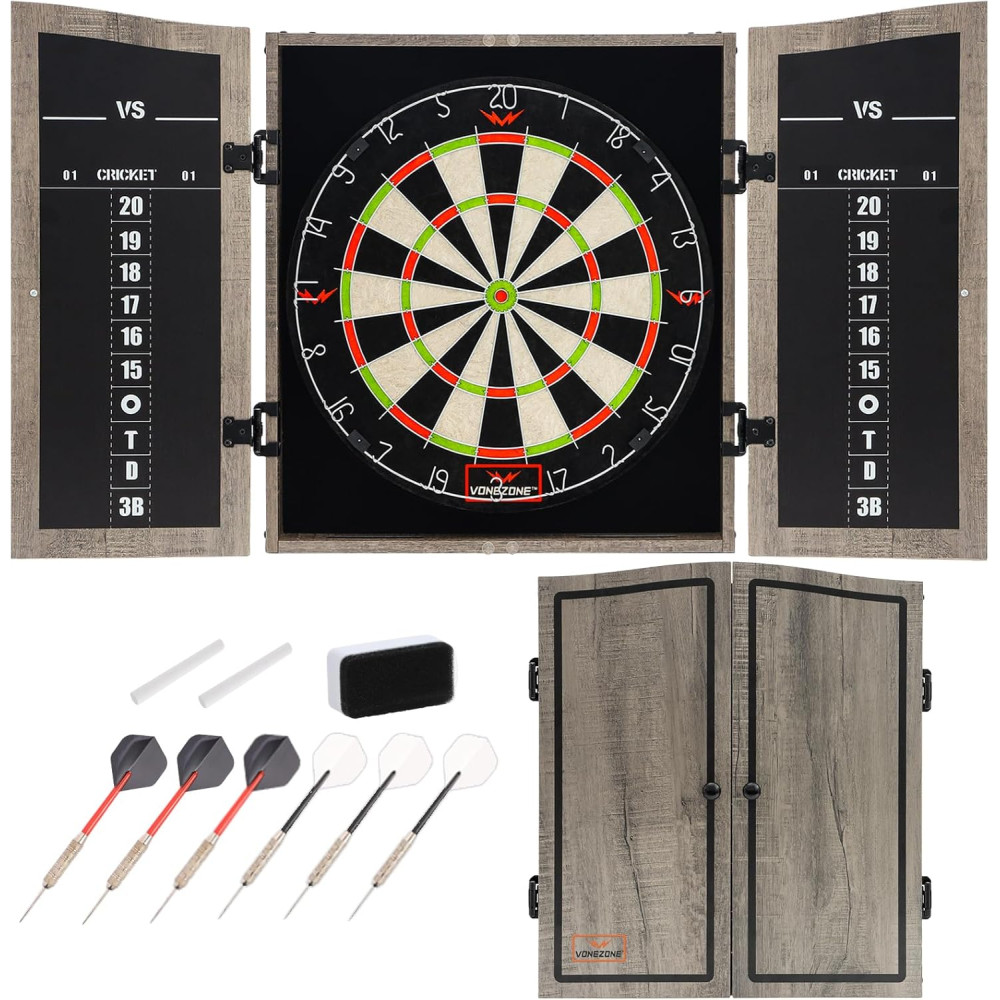Set Fléchettes Cabinet Gris - Montage Facile & Scoreur Intégré