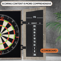 Dartboard Cabinet Set with Scoreboard & 6 Darts - Easy Assembly, Gray