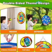 29 Double Sided Dart Board for Kids with Toy Guns, Balls & Darts