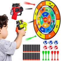 29 Double Sided Dart Board for Kids with Toy Guns, Balls & Darts