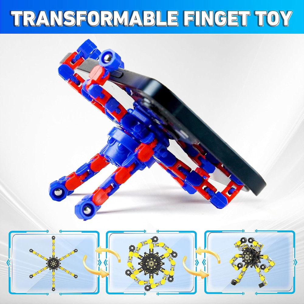 Transformable Fidget Spinners - 18PCS Sensory DIY Robot Toys for Kids & Adults