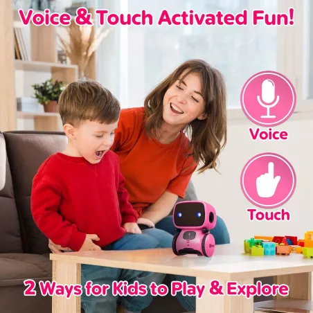 Contixo R1 Robot Interactif Rose pour Enfants : Danse, Voix & Éducation (3-8 ans)