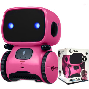 Contixo R1 Pink Interactive Robot Toy for Kids Ages 3-8 | Voice Control & Learning