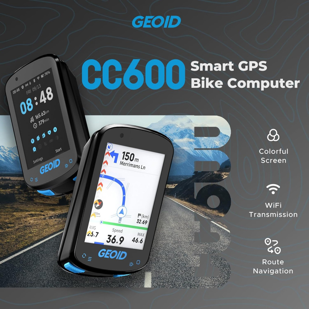 CC600 Color Screen Bike Computer – Wireless GPS, WiFi, Bluetooth & Navigation