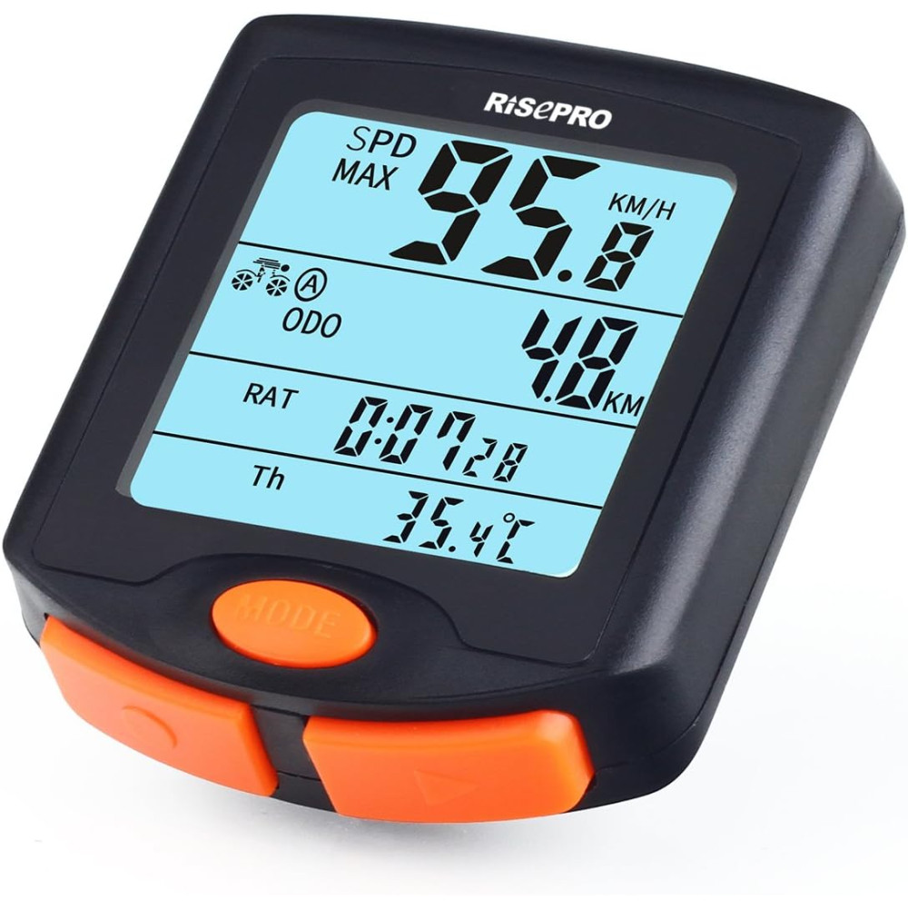 RISEPRO Wireless Bike Computer - Waterproof Speedometer with Backlight RISEPRO Wireless Bike Computer - Waterproof Speedometer with Backlight