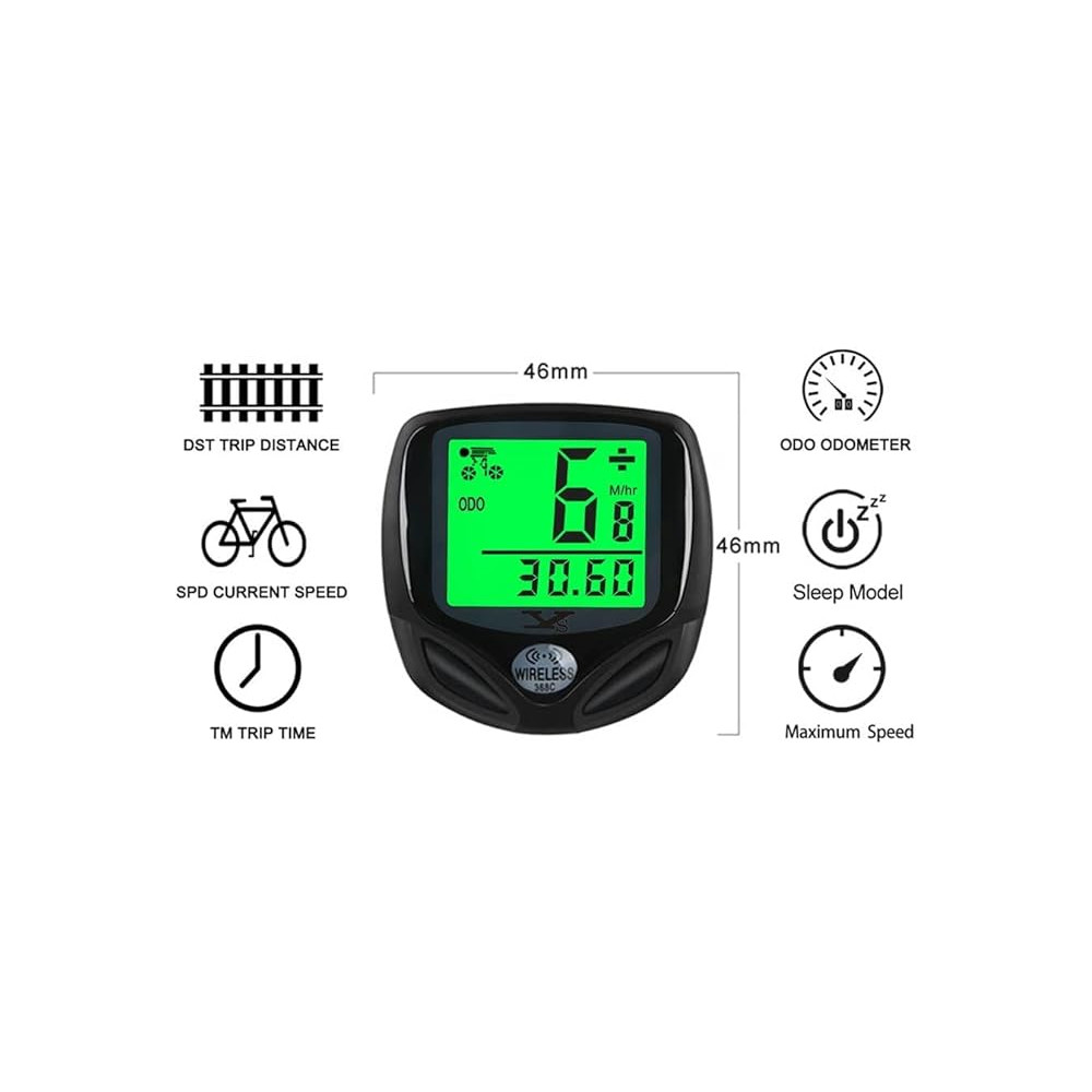 YS SY Wireless Waterproof Bike Speedometer & Odometer with LCD Display