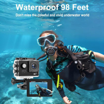 4K 30FPS WiFi Action Camera with 128GB Card & 98FT Waterproof Kit