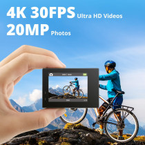 AKASO Brave 4 4K30fps Action Camera Waterproof with Remote & 2 Batteries