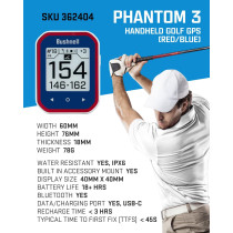 Bushnell Phantom 3 GPS - Rangefinder Bleu + Support Magnétique