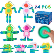 24Pcs Glow Astronaut Robot Fidget Spinner Keychains – Sensory Toys