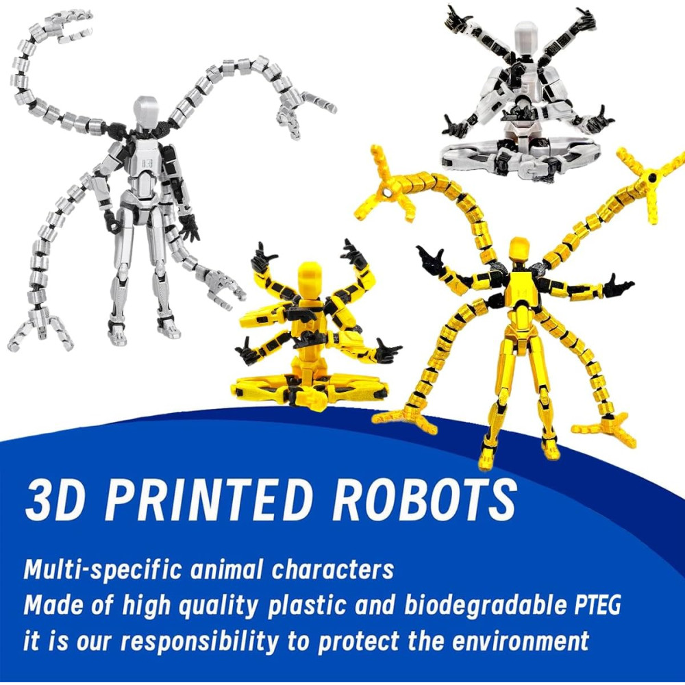 T13 Multi-Jointed Action Figure Set – 2 Pcs 3D Printed Robot Toys