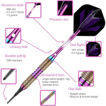 Soft Tip Darts Set 18/20g - Brass Barrel, Aluminum Shafts & Extras