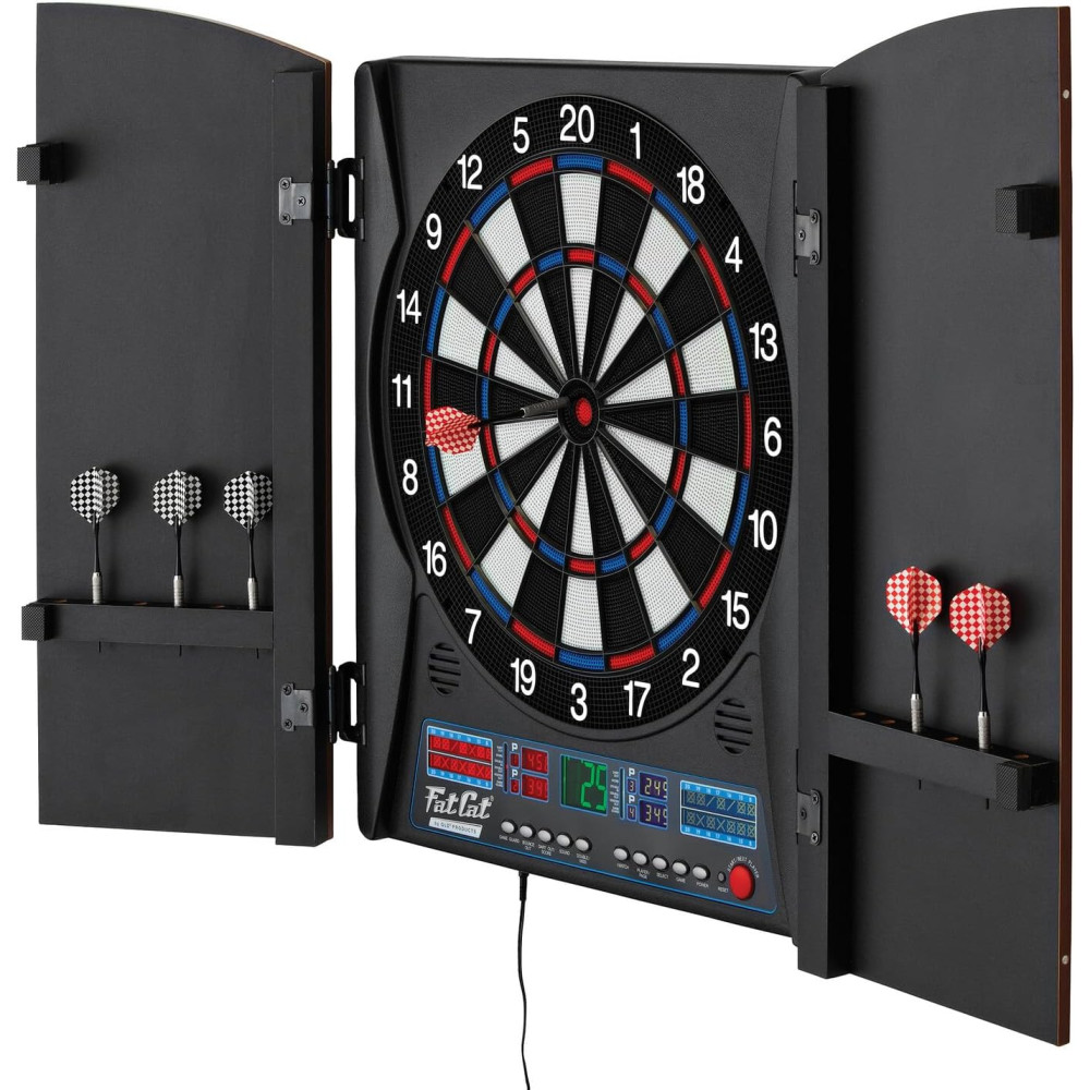Fat Cat Electronx Dartboard – 35+ Games, Auto Scoring, 12 Darts Storage