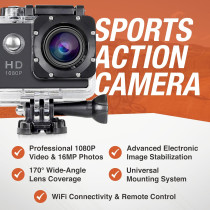 MCG Tactical 1080p HD Sports Action Camera – Waterproof, WiFi, 170° Lens