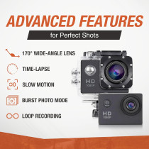 MCG Tactical 1080p HD Sports Action Camera – Waterproof, WiFi, 170° Lens