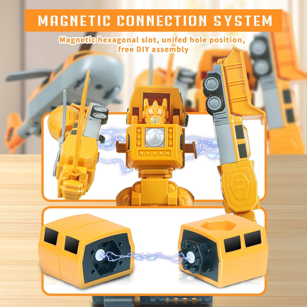 Magnetic Transforming Robot Car Toy with Storage Box – 35PCS for Kids 3-8