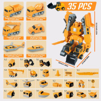 Magnetic Transforming Robot Car Toy with Storage Box – 35PCS for Kids 3-8