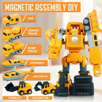 Magnetic Transforming Robot Car Toy with Storage Box – 35PCS for Kids 3-8
