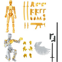 Figurines T13 3D Multi-Articulées - Robots Titan Or/Argent