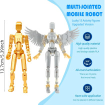 Figurines T13 3D Multi-Articulées - Robots Titan Or/Argent