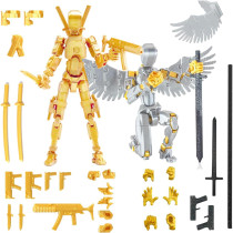 Figurines T13 3D Multi-Articulées - Robots Titan Or/Argent