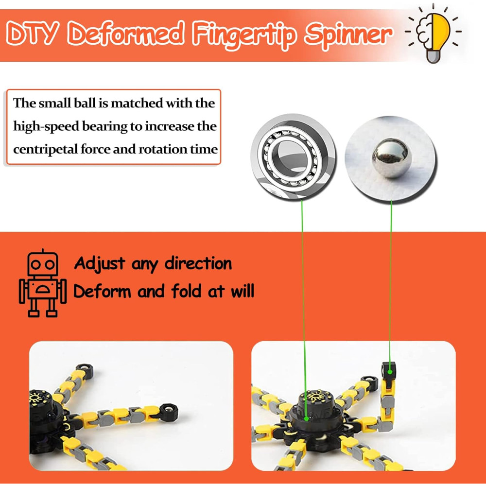 12 Pack Funny Sensory Fidget Toys - DIY Robot Spinner Stress Relief Gifts