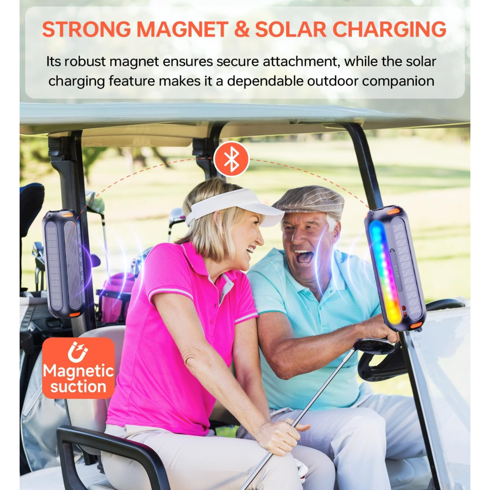 Enceinte Bluetooth Magnétique Solaire 30H Étanche Portable