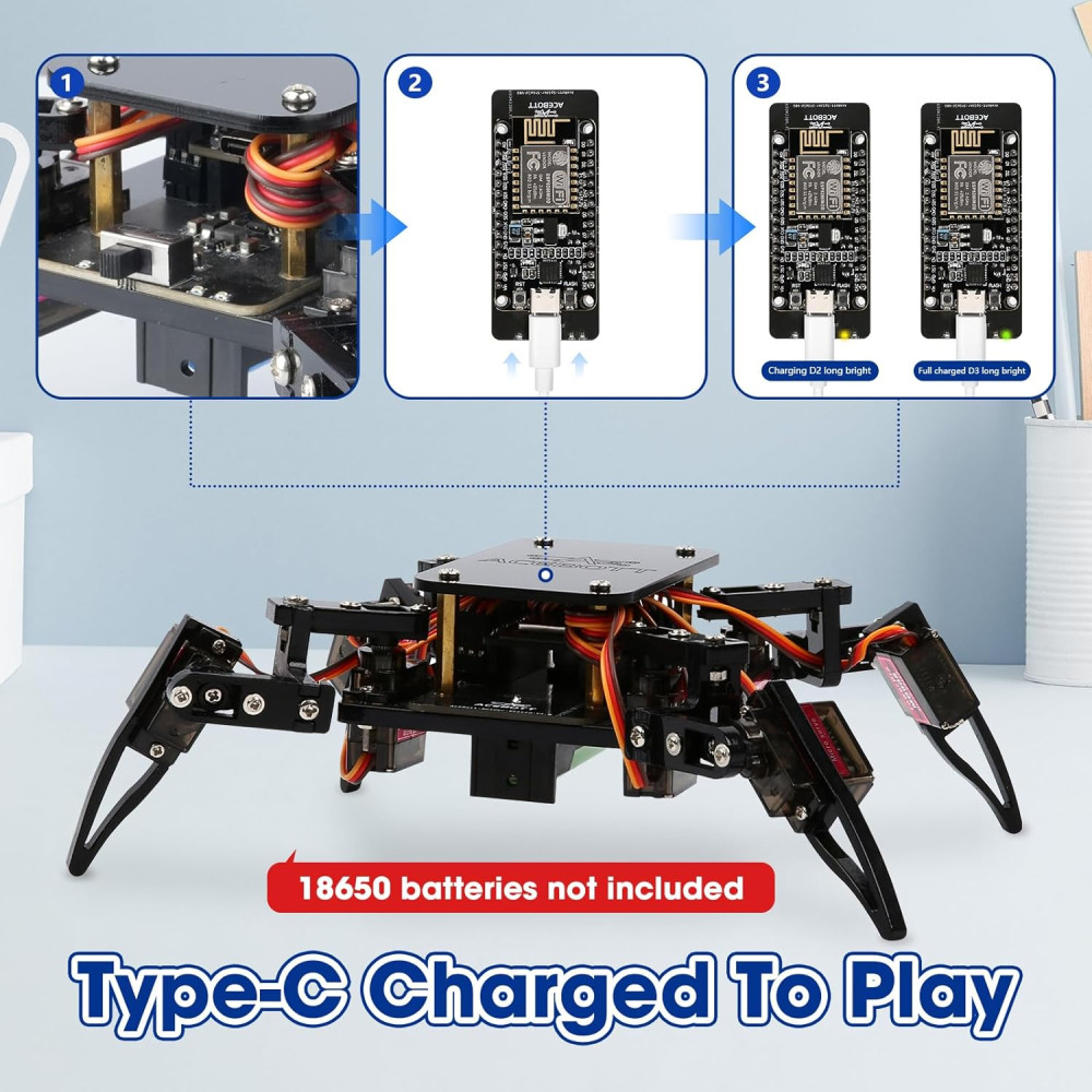 Programmable Bionic Spider Robot Kit - STEM Toy for Kids 8-12 & Teens