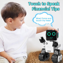 Robot programmable pour enfants avec LED, danse et banque à pièces